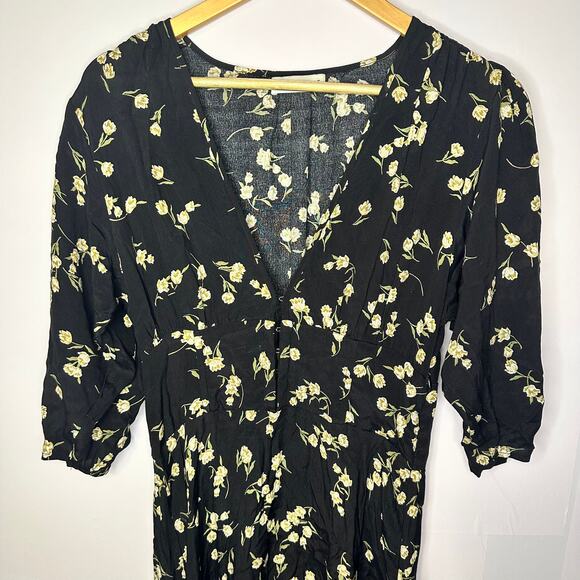 Flynn Skye Elsie Black Tulip Floral Midi Maxi Boho Dress Women's Medium - Picture 5 of 11